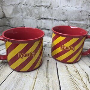 New 2x 2025 Kahlua Mug Red & Yellow Stripe 16 Oz  Bundle Set Lot Of 2